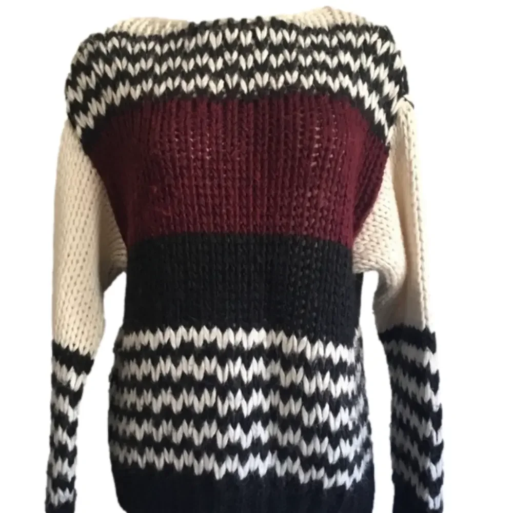 Ba&sh colorblock soft sweater LARGE Made in Italy
